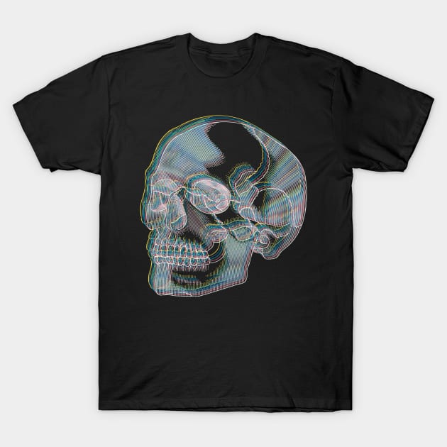 Skull Anaglyph (Red and Blue III) T-Shirt by TJWDraws